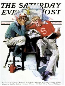 "Cramming," an image from the Saturday Evening Post