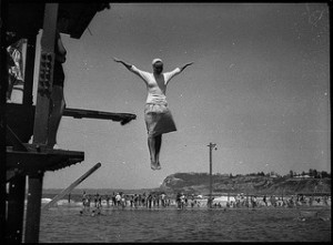 Woman taking a swim test