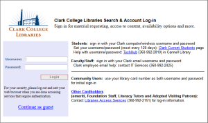 Clark Libraries Account Log-in