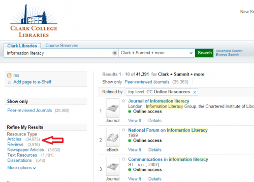 Articles_option_in_Discover_Refine