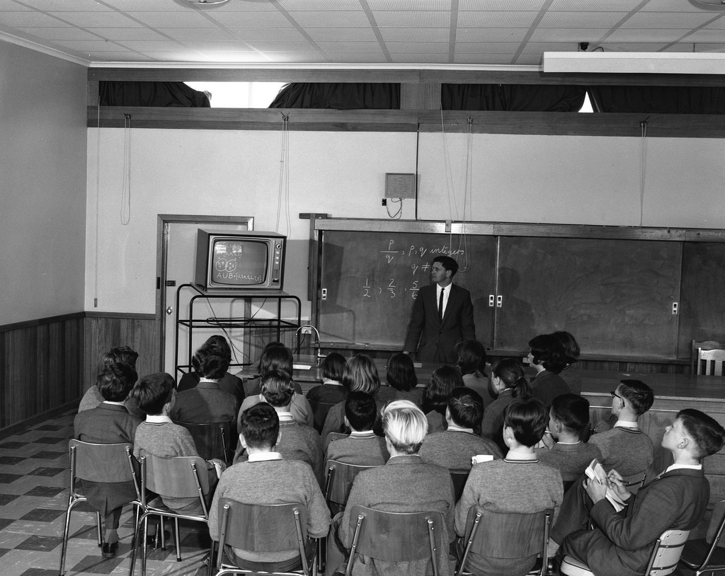 Classroom. 1951 School. Television at School. Grammar School 11 Plus Exam.