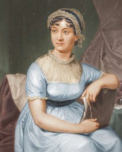 Colorized portrait of Jane Austen