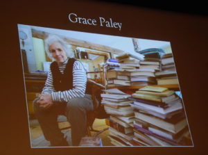 Photo projection of Author Grace Paley in her home in Thetford, Vt., April 9, 2003