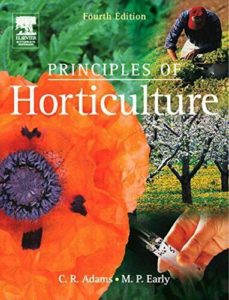 Book cover showing people working in fields, blossoming trees and flowers