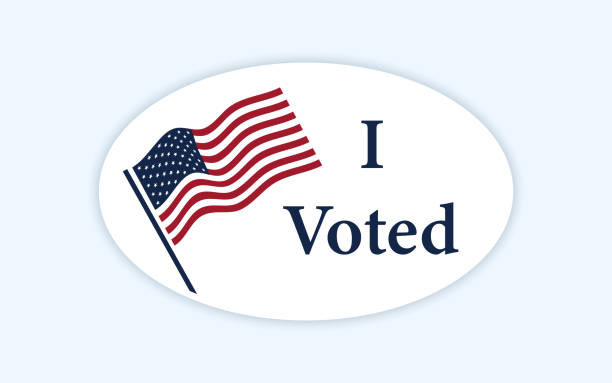 I voted sticker with american flag on white background