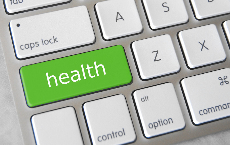 Keyboard with button labeled "health"