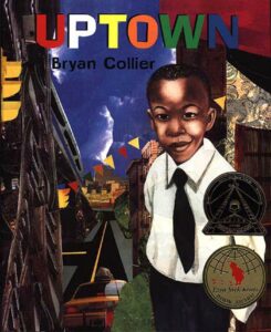 Cover of Uptown showing a Black boy wearing a tie in front of a cityscape