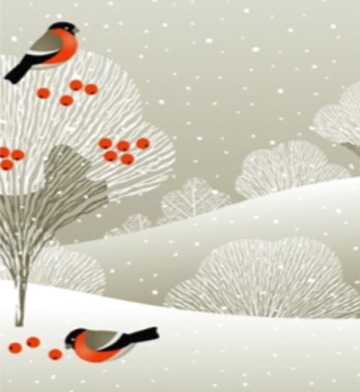 Two birds in a snowy scene