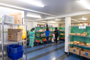 students choosing groceries from the penguin pantry