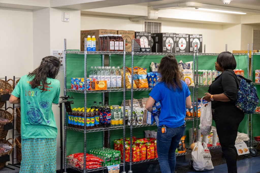 Students shopping inside the penguin pantry